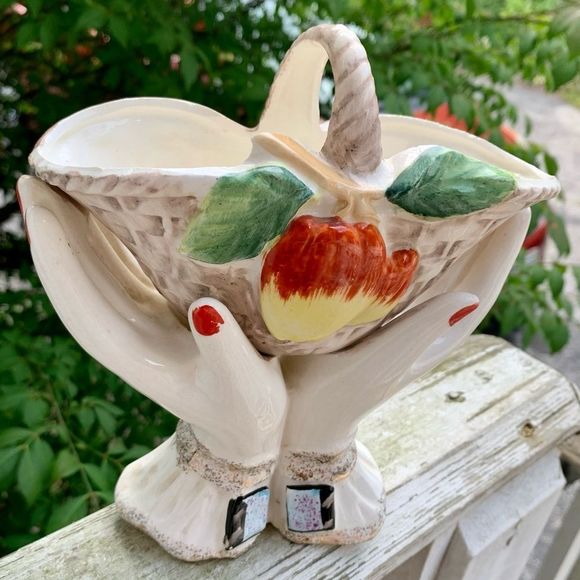 Vintage Ucagco Porcelain Basket/Vase GORGEOUS! - Picture 12 of 17